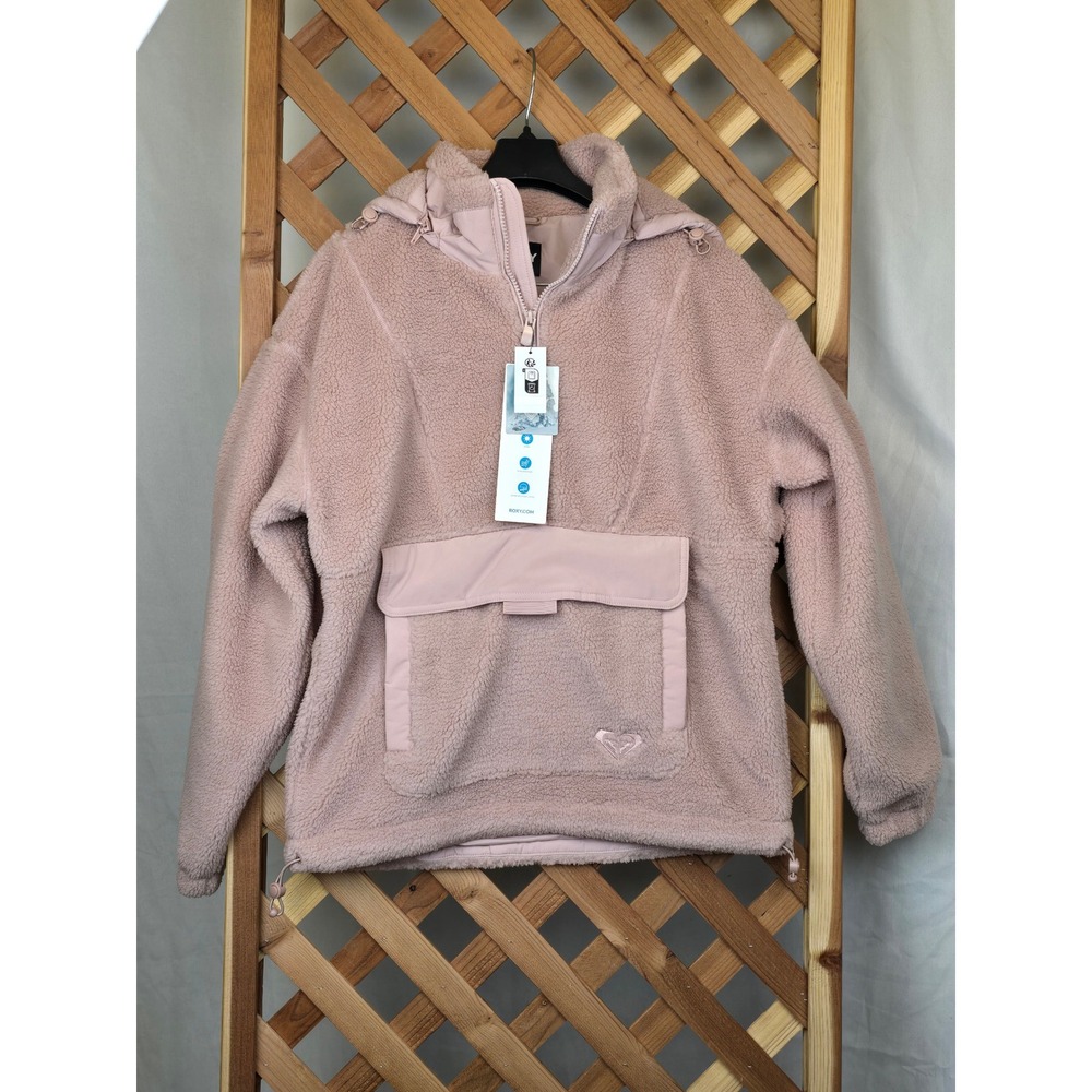 Roxy Rita Half Zip Sherpa Anorak Women S Rose Pink Fleece Pullover Jacket - NWT